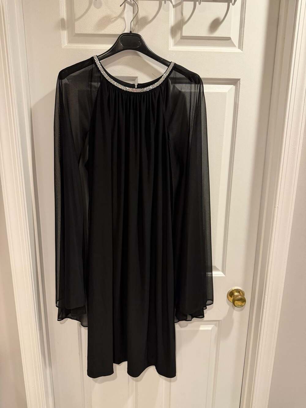 R&M Richards Women's Rhinestone-Neck Chiffon Cape Dress Sz 16 - Worn once